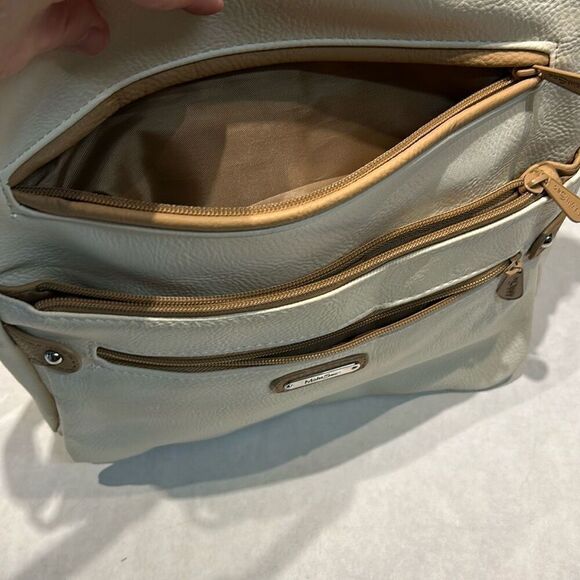 MultiSac Lorraine Womens Crossbody Bag Cream Tan Fax Leather Adjustable Strap Mu - Picture 7 of 13